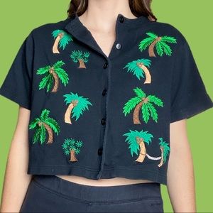 Palm tree button up cardigan